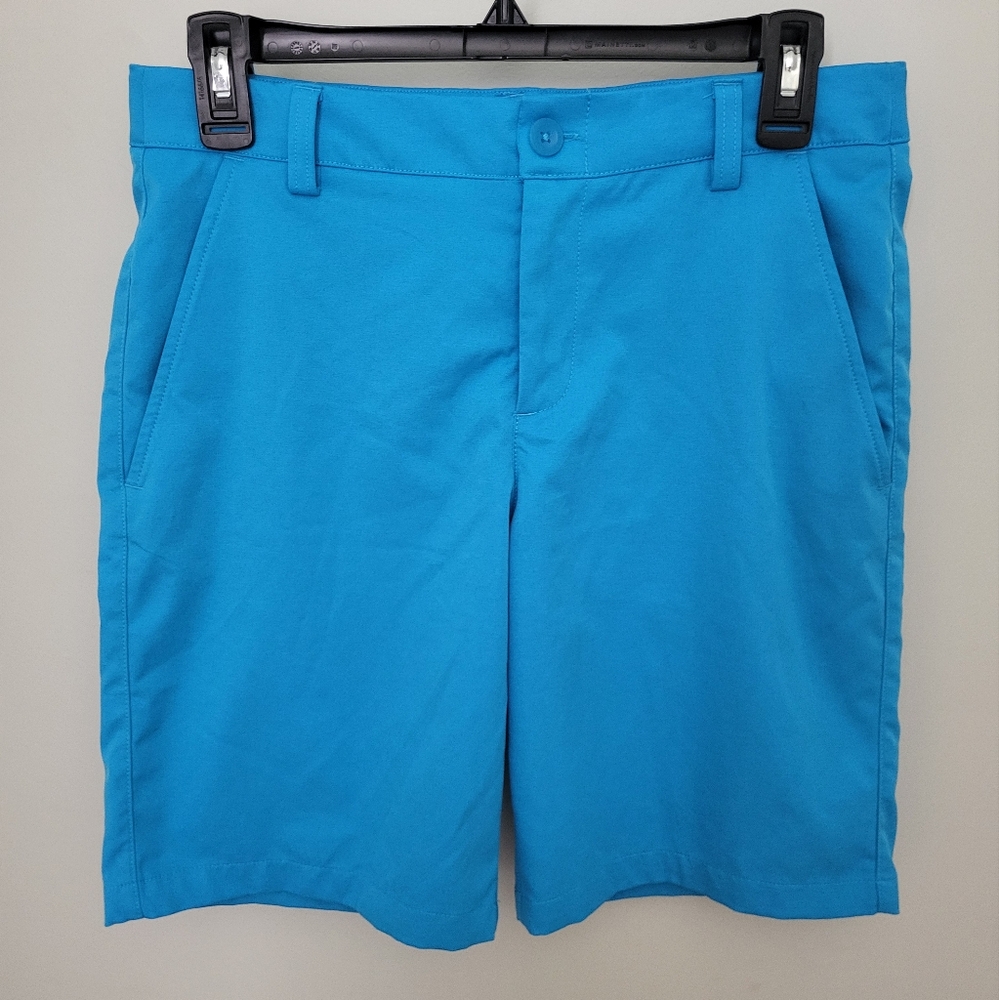 Under Armour Boy Youth Large 9" Inseam Shorts Golf Adjustable Waist Pockets Teal